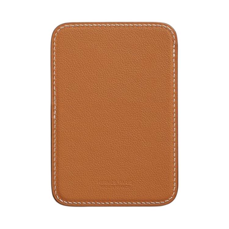 HERMES Кожаный картхолдер женский, 37 Gold Gold Brown — фото 3