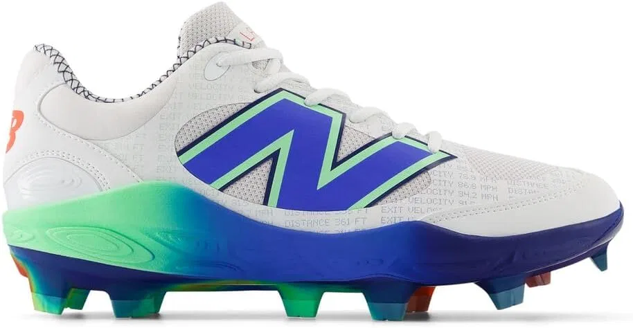 Мужские бейсбольные кроссовки New Balance Fresh Foam 3000 V6 для прогулок по лужайке, White Electric Jade Bright Lapis — фото 3