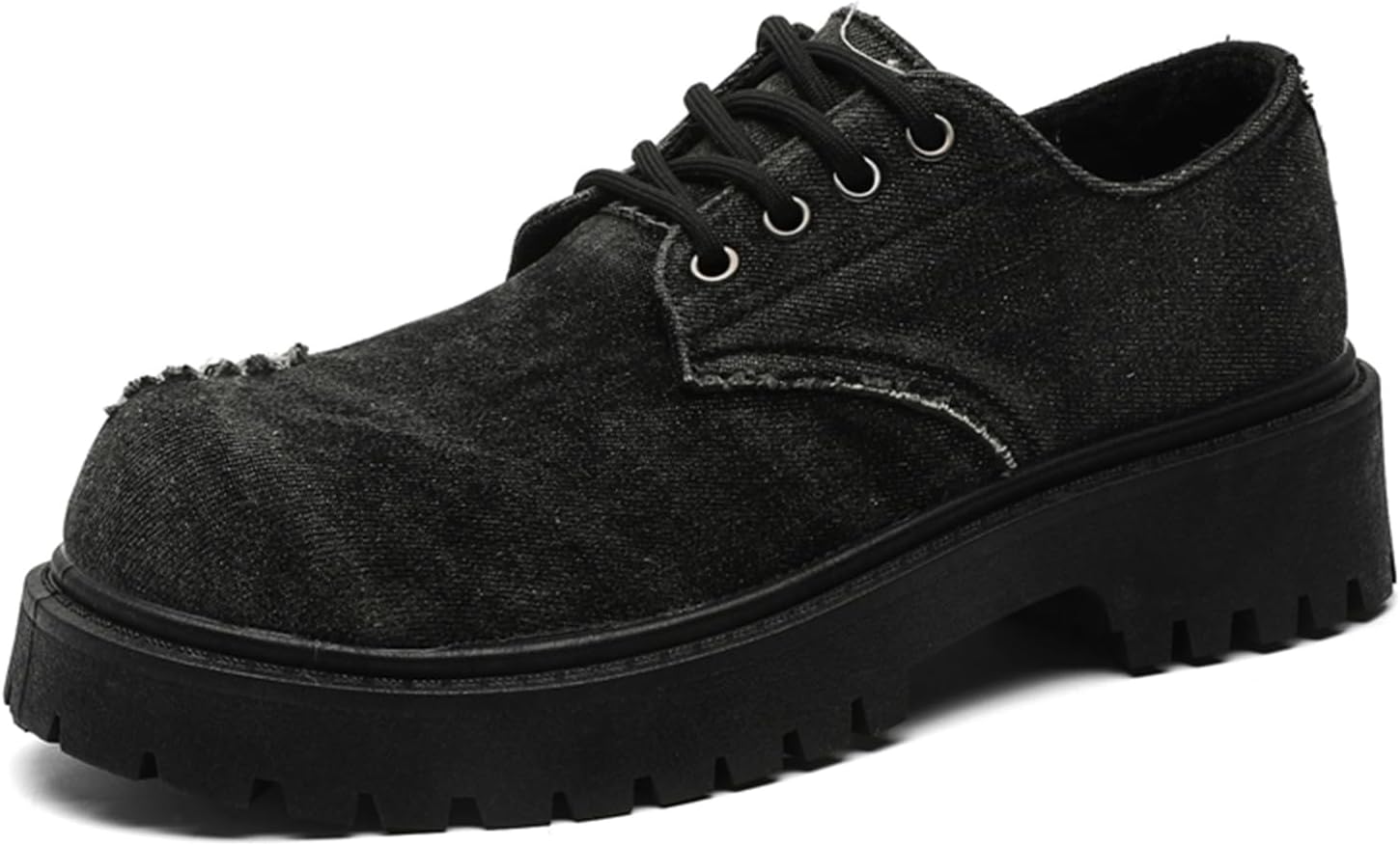 

Мужские джинсовые оксфорды на высокой платформе с шнуровкой, массивным каблуком, классическим ретро-носком, противоскользящей подошвой Tixewsjh, черный