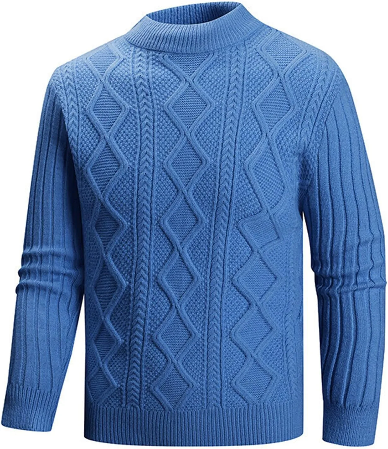 

Свитер Fall Cable Knit мужской Slim Fit зимний теплый с воротником-стойкой