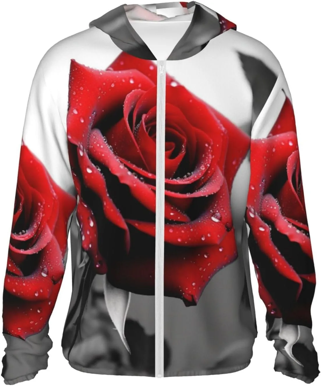 

Мужская куртка с защитой от солнца UPF 50+ Black and White Red Rose HJTRW