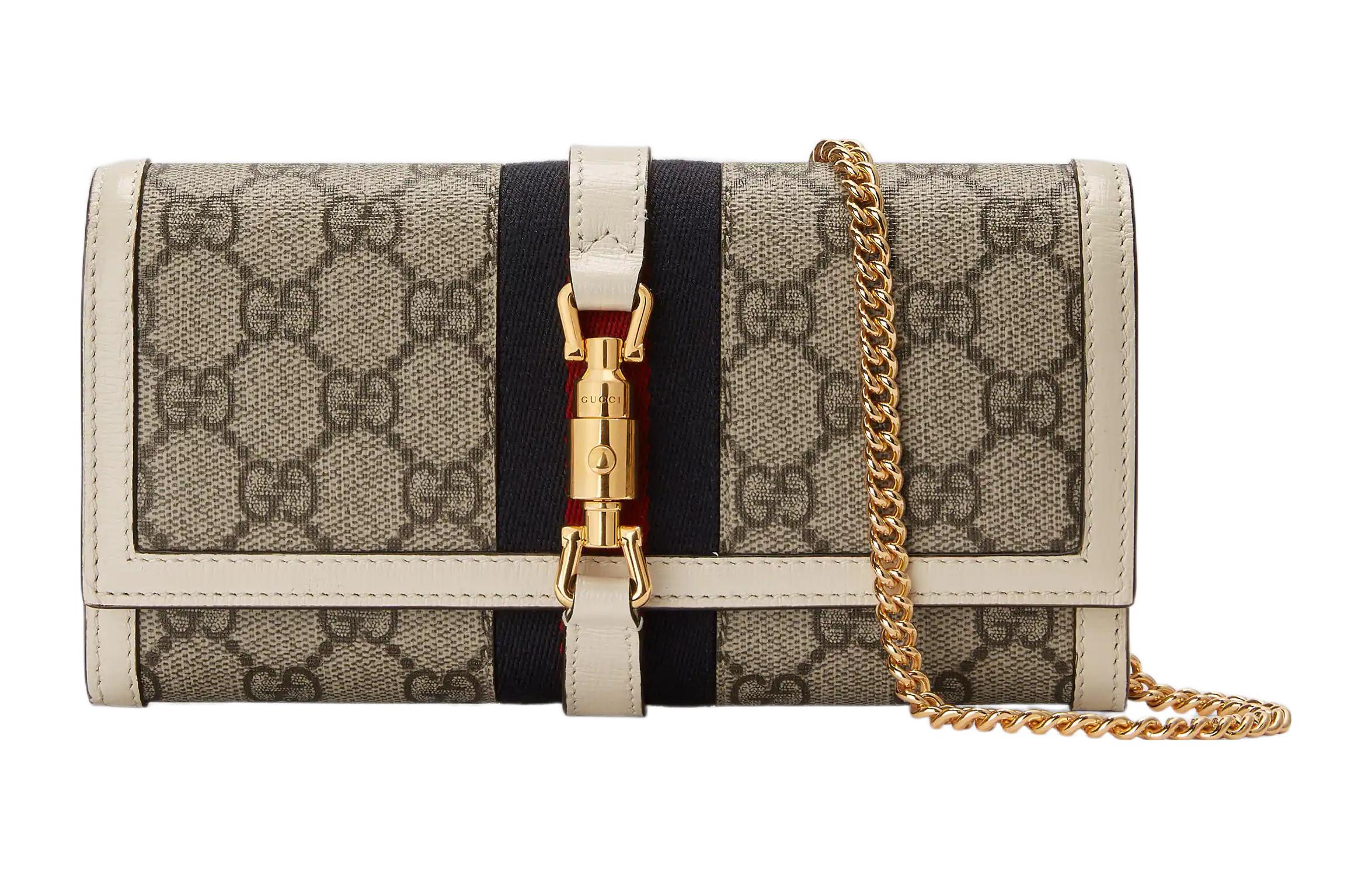 

GUCCI Женская сумка через плечо Джеки 1961 из холста с кожаными вставками бежевая