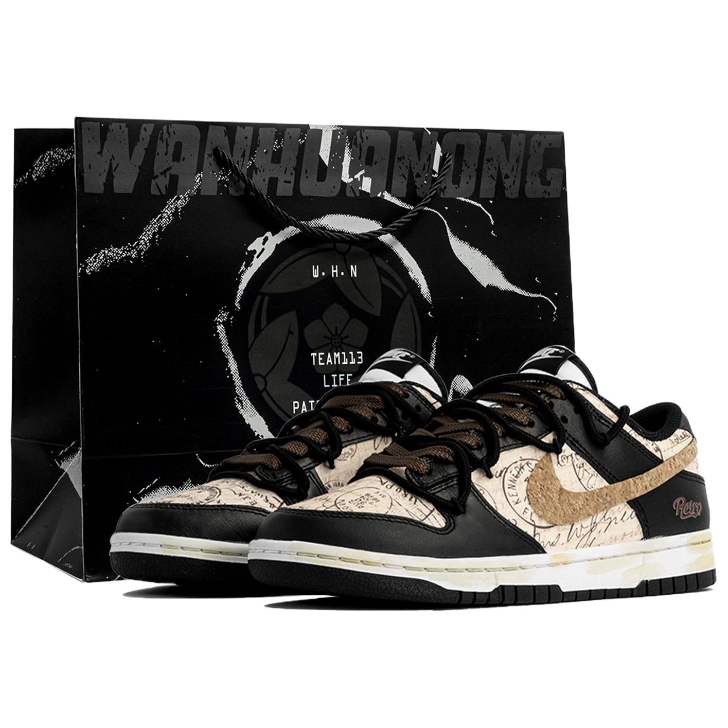 

Dunk LTDZ Old Letter, устойчивые к истиранию лоу-топ скейтборд кроссовки мужские brown Nike, черный