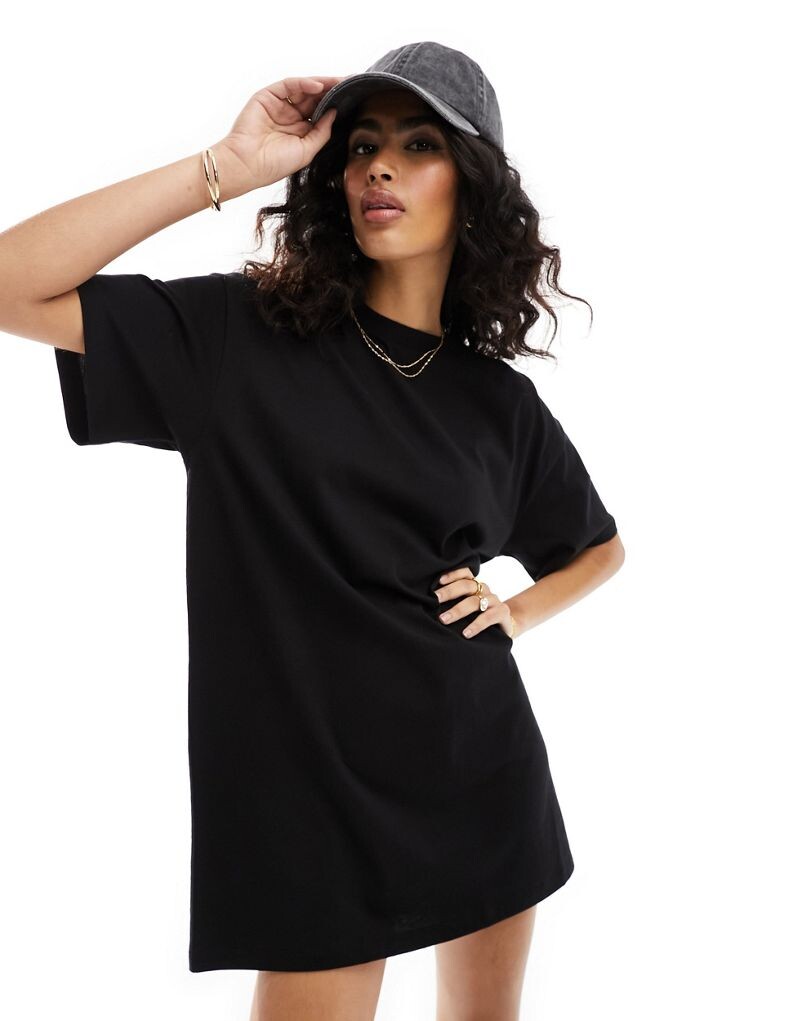 

Черное платье-футболка оверсайз мини ASOS DESIGN