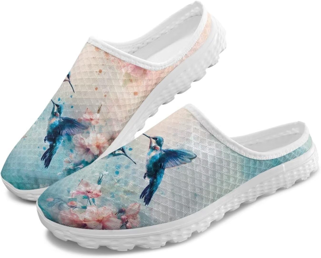 

Женские мюли и сабо Tomeusey, садовая обувь, кроссовки без задника - летние сетчатые тапочки с противоскользящей подошвой, обувь для прогулок на улице, Hummingbird Flower-6