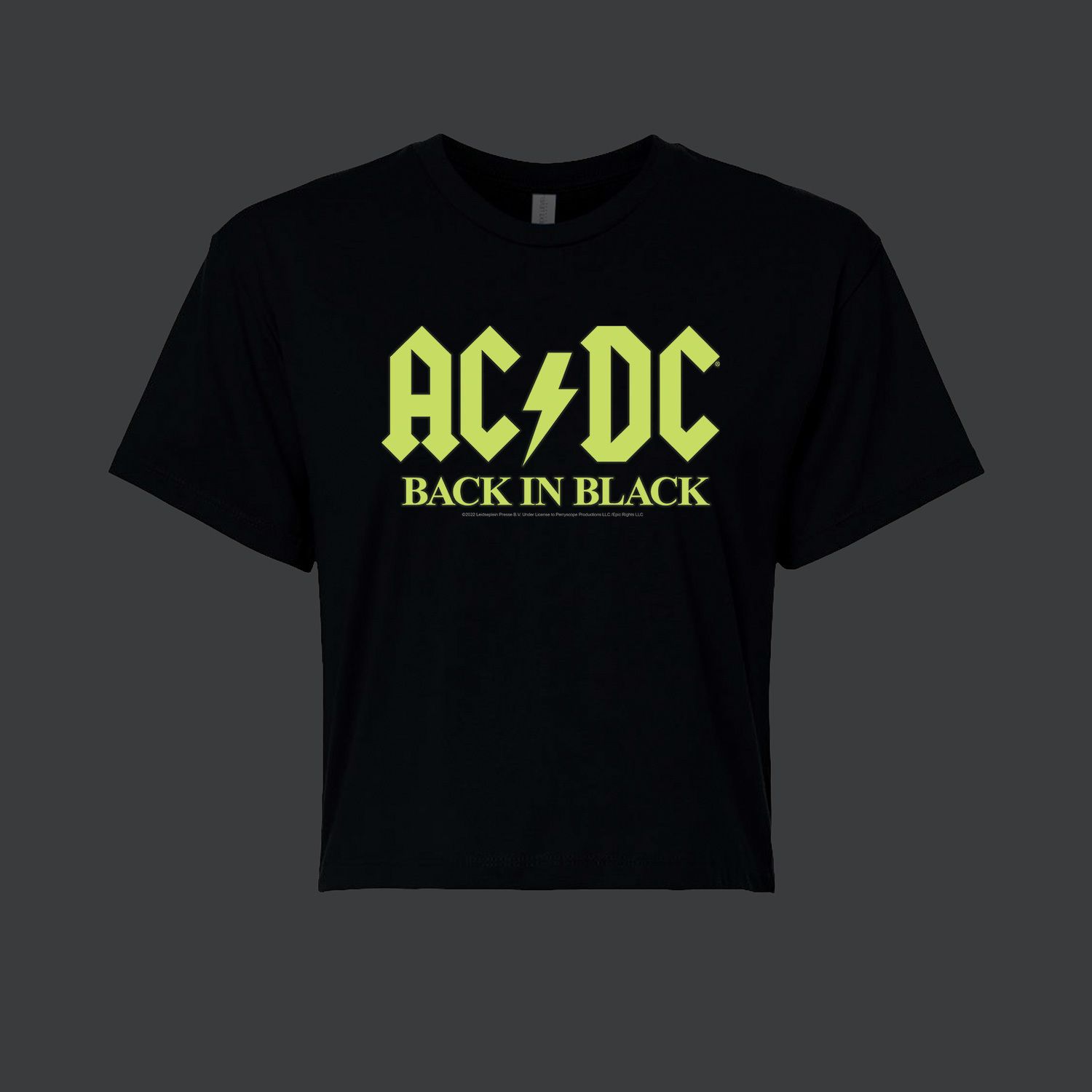 

Укороченная футболка с рисунком AC/DC для юниоров, светящаяся в темноте "Back In Black" Licensed Character