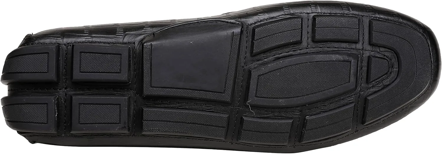 Мужские мокасины для вождения Classic Drive Slip On, кожаные повседневные туфли для мужчин, пенни-лоферы, классические туфли для вождения Generic, черный — фото 4