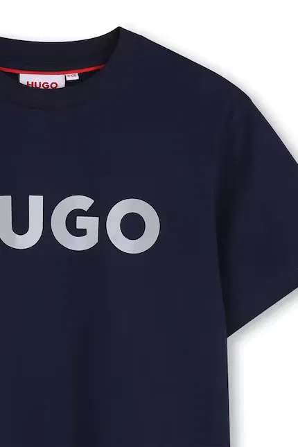 Футболка детская из эластичного хлопка HUGO, синий — фото 3
