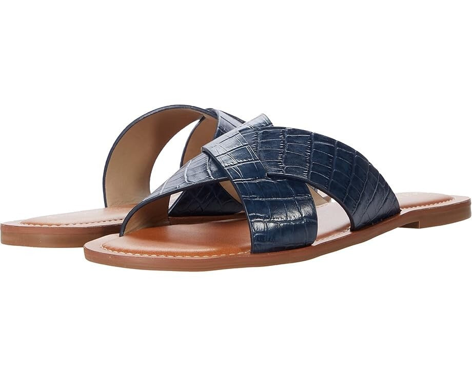 Jack Rogers Slotted Sloane X Band Sandals Women's Blue Leather Slide JOBB150