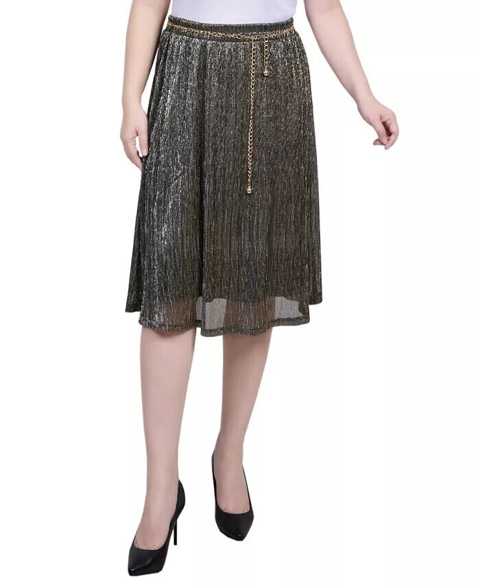

Юбка Petite Plisse из сетки с люрексом и металлизированным поясом NY Collection, золото