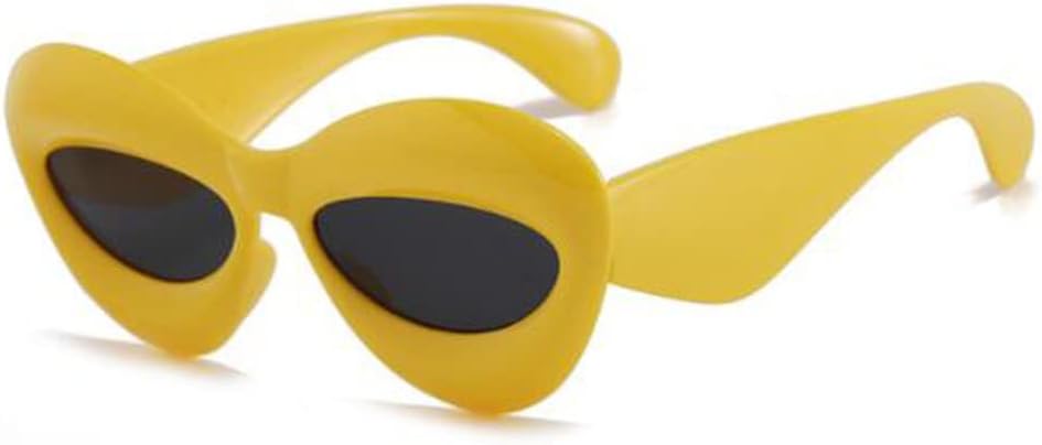 

Забавные надувные солнцезащитные очки в виде шарика с рисунком во рту, женские милые надувные очки, модные солнцезащитные очки для показа мод PUB, Yellow Frame Gray Flakes