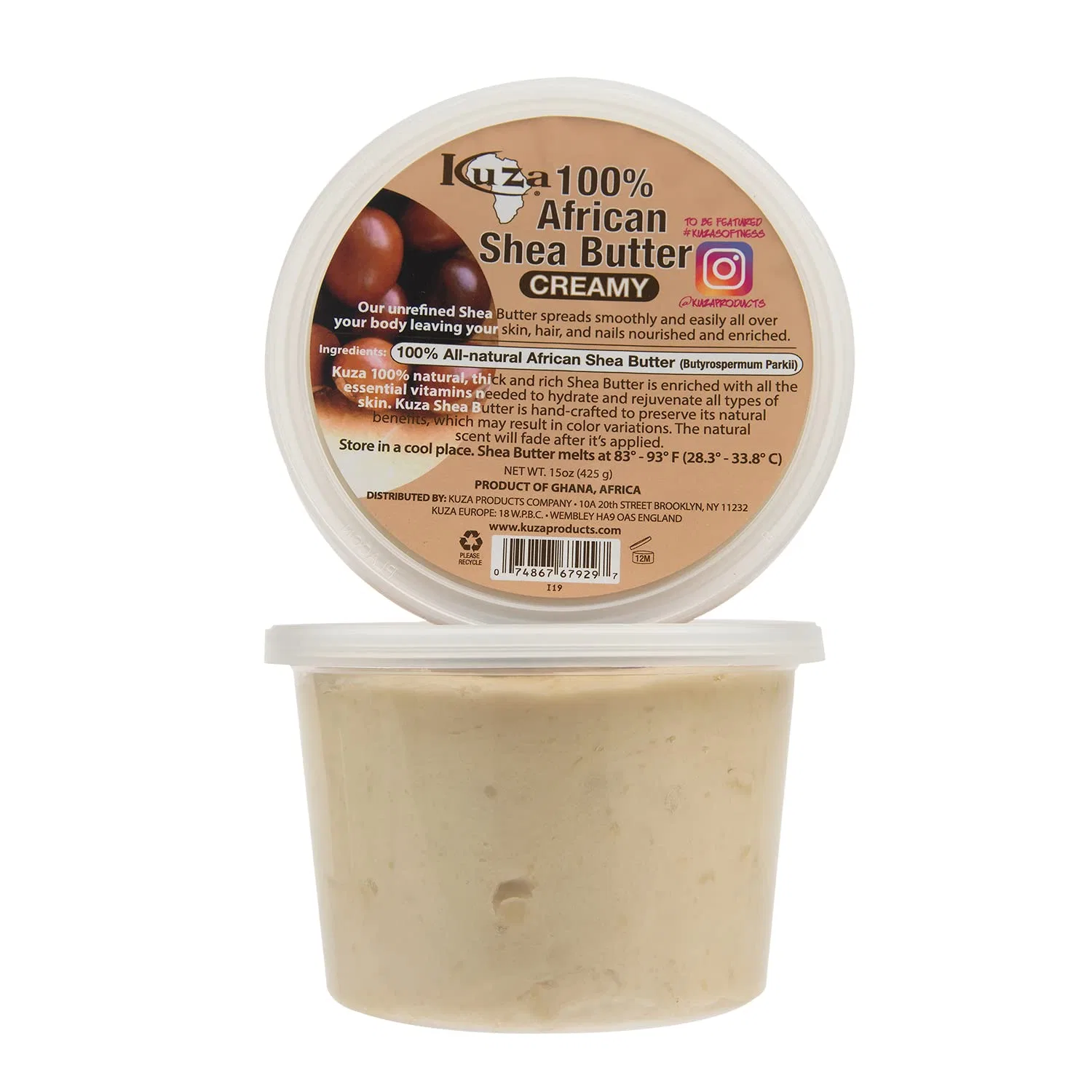 Кремовое масло ши Kuza 100% African Shea Butter, 15 унций Kuza — фото 2