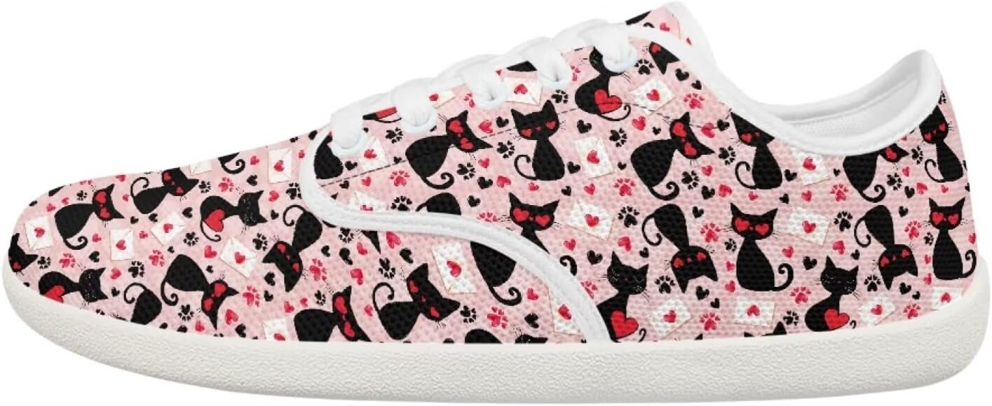 

Женские и подростковые кроссовки Forchrinse с декоративной бабочкой, широкие, для бега и тенниса, с нулевым перепадом, модные кроссовки с мягкой подошвой, Black Cat Valentineu2019s Day