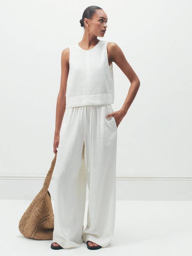 

Широкие брюки Petunia из льняной смеси HUSH, White