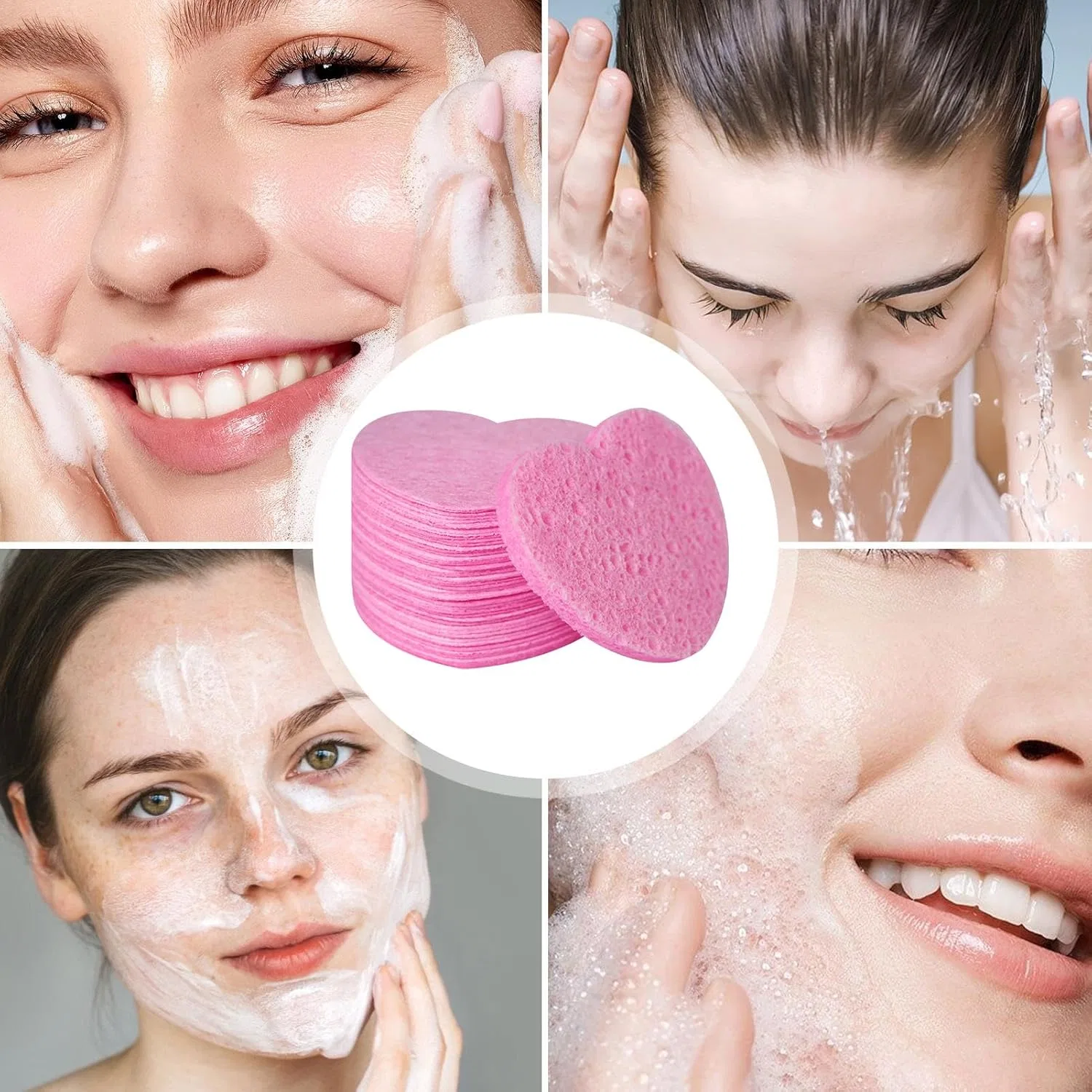 Спонж для лица сердечко 50 шт, разноцветный — фото 4