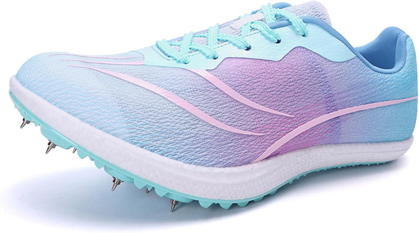 

Мужские кроссовки для легкой атлетики JiuQing с шипами для бега, спринта, дышащие, легкие, для беговых, соревновательных и прыжковых упражнений, для подростков и детей, розовый