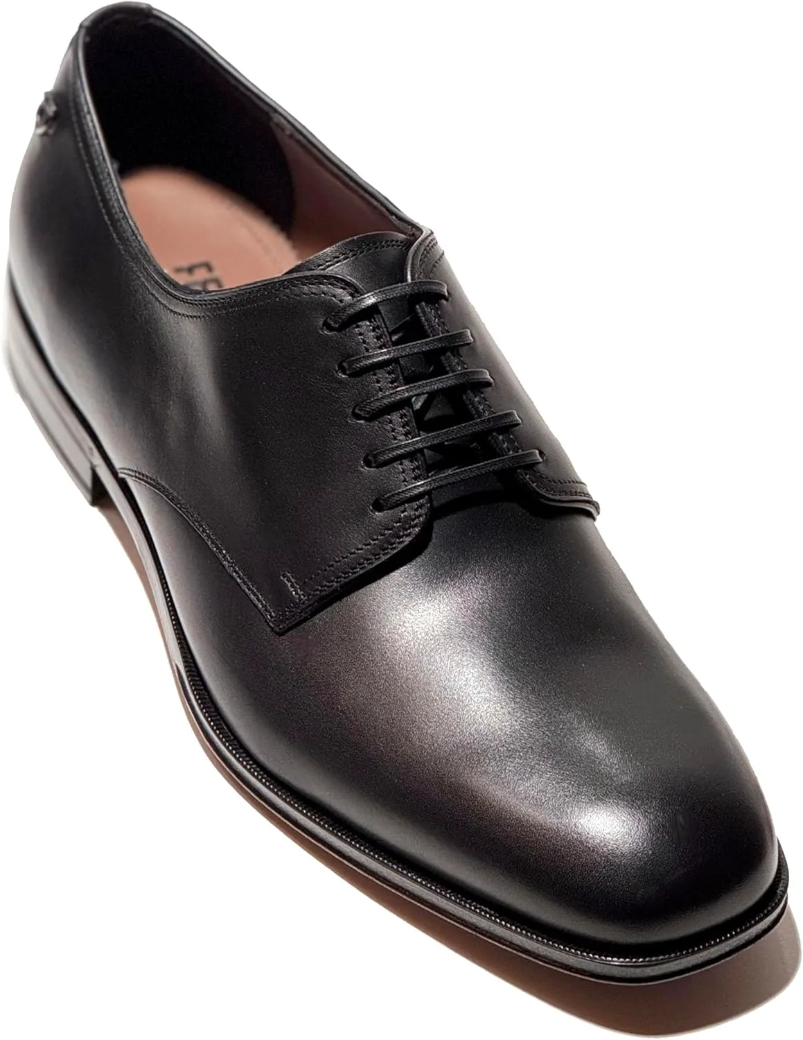 Ferragamo PERSHORE кожаные оксфорды с гладким носком, черные, с отделкой Ганчині (Salvatore), черный