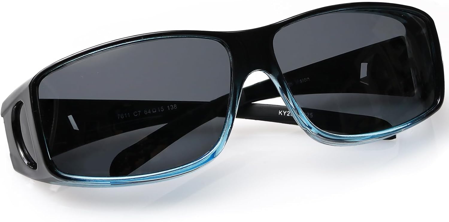 

Солнцезащитные очки с поляризованными линзами, надеваемые поверх обычных очков, обеспечивают 100% защиту от УФ-излучения. Подходят для мужчин и женщин Yogo Vision, Black Blue Gradient Frame and Grey Lens