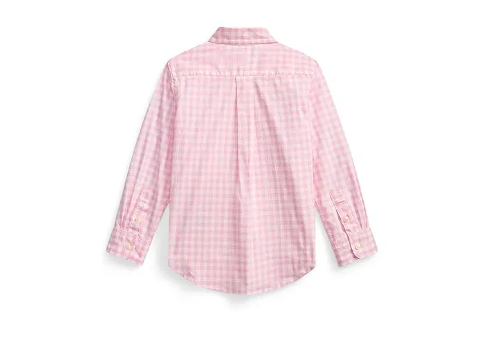 Рубашка поплиновая в клетку Polo Ralph Lauren Kids, Carmel Pink/White — фото 2