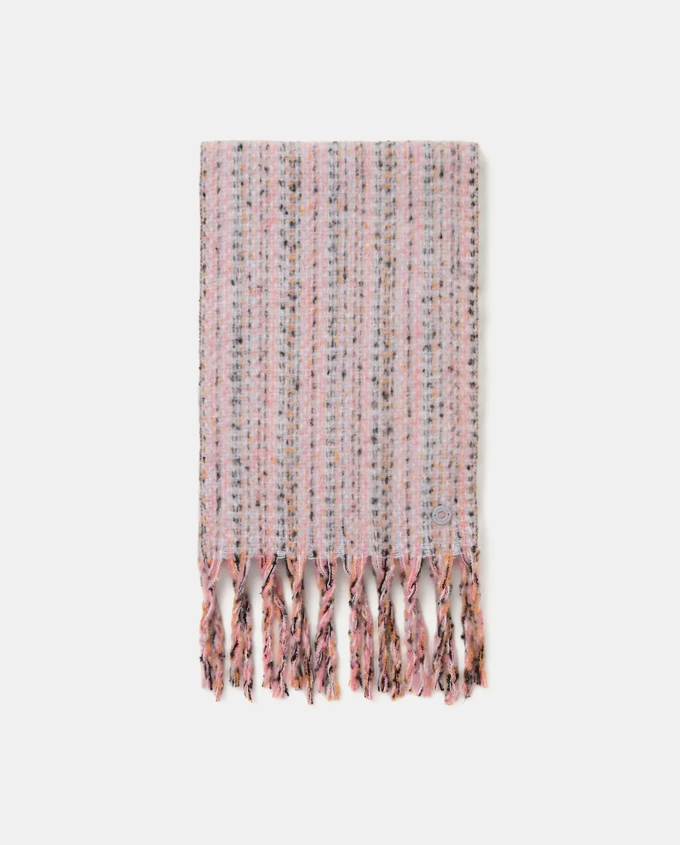 

Шарф многокрасочный с бахромой Jo & Mr. Joe, розовый