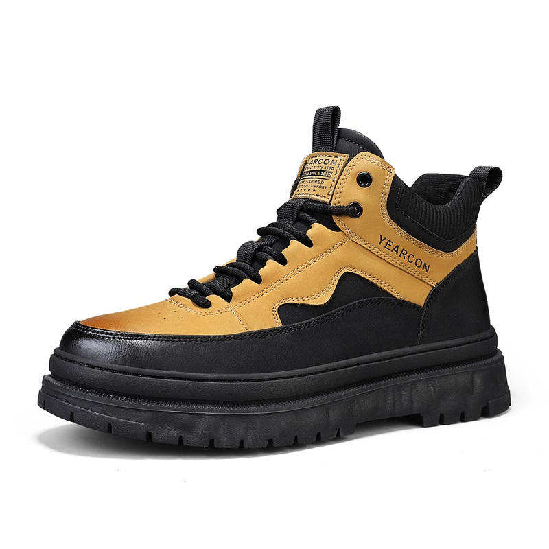 

YEARCON Мужские ботинки Martin - черно-коричневые с желтым, цвет Black/Brown Yellow