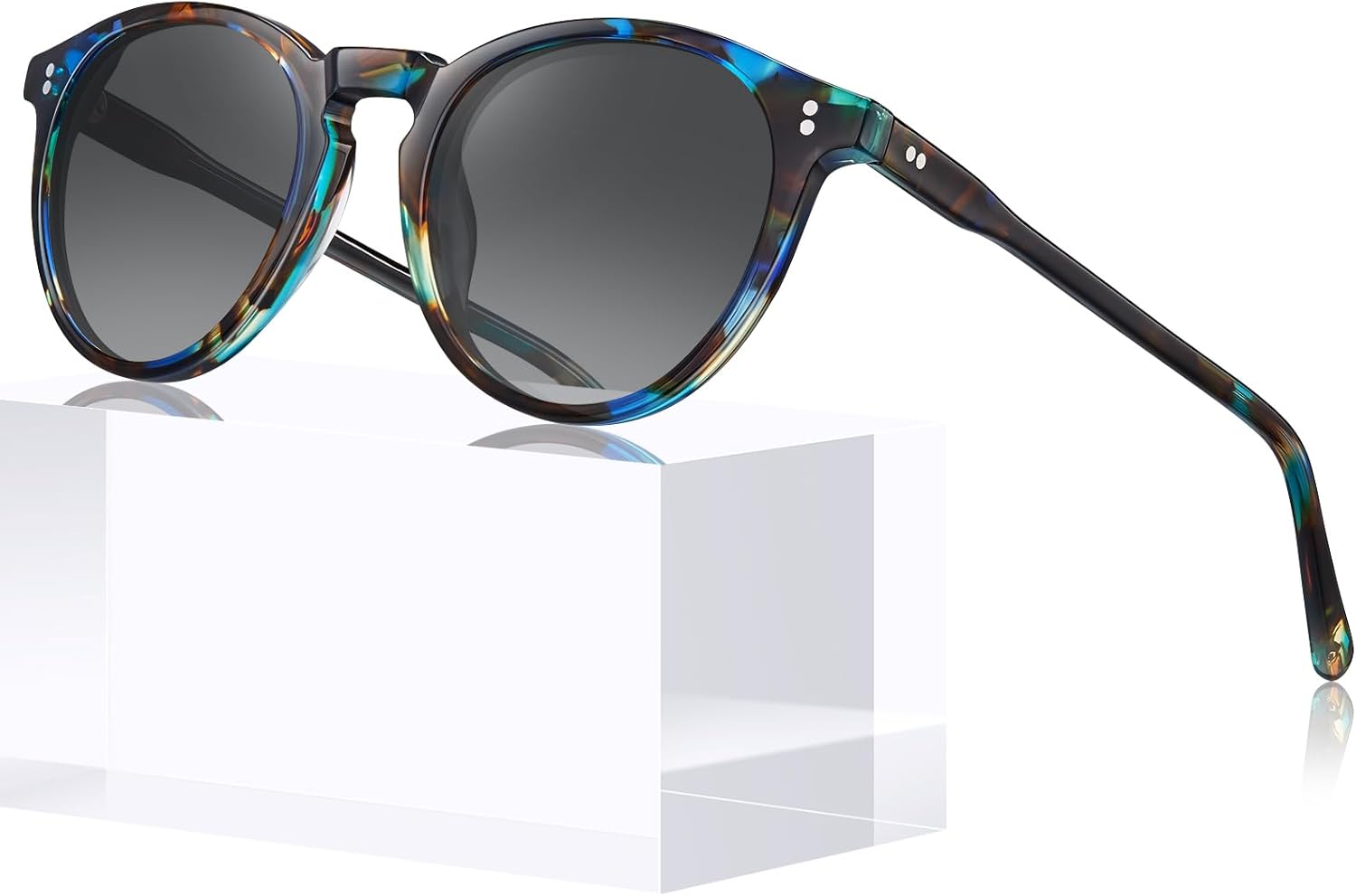 

Женские круглые поляризованные солнцезащитные очки CARFIA с защитой от УФ-излучения, оправа из ацетата, классический ретро-стиль, модель CA2302, 4. Tortoise Frame / Gray Gradient Lens