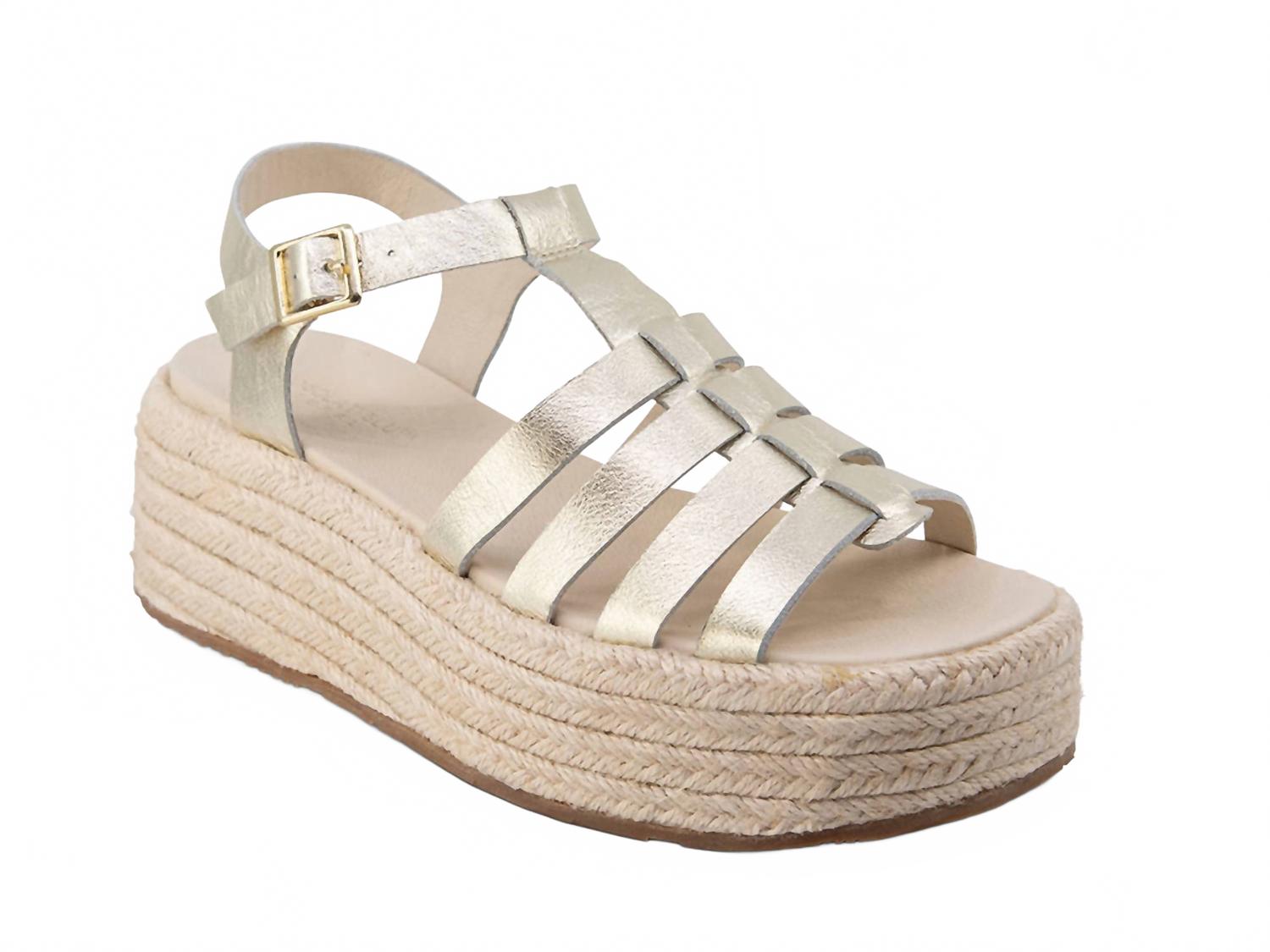 Women's Lark Wrapped Platform Sandal In Gold Leather CHOCOLAT BLU
