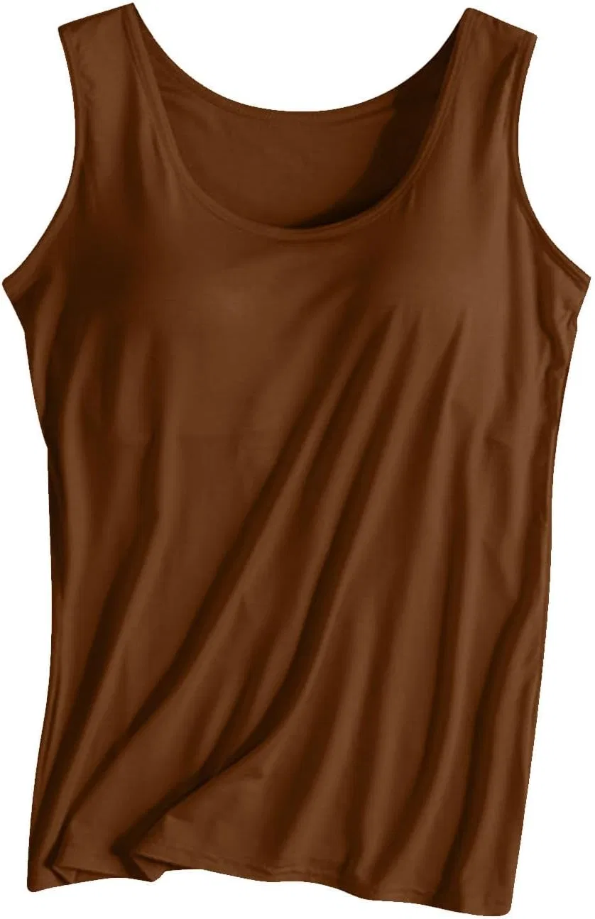 Женский топ с встроенным бюстгальтером, модальный, A05#brown