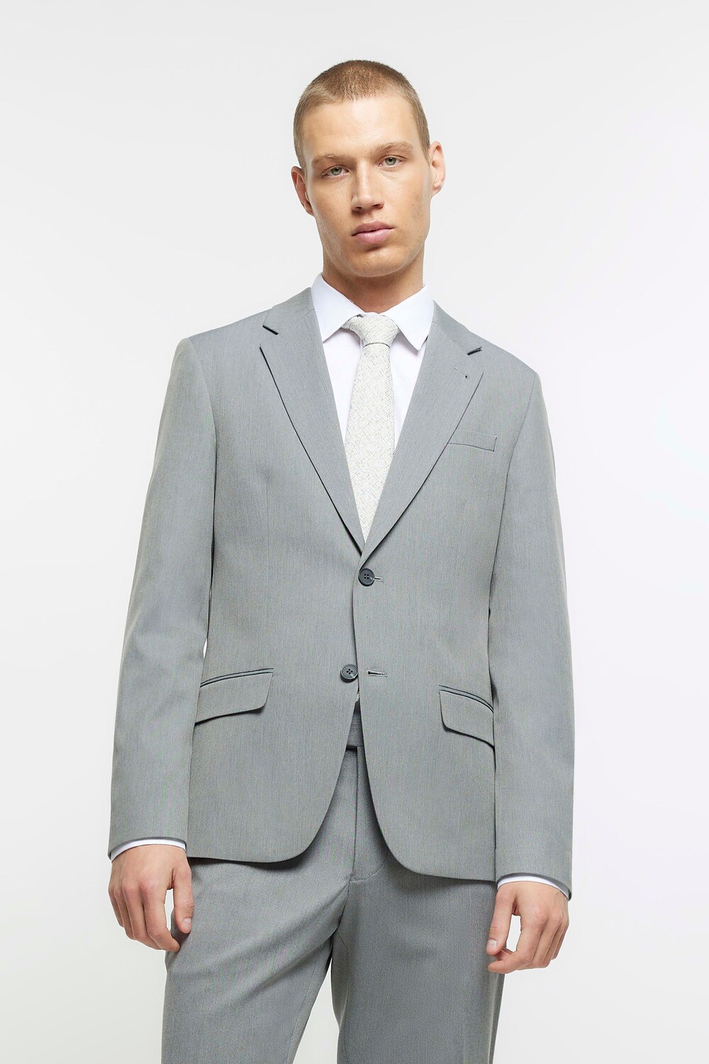 

Узкий пиджак из твила River Island, серый