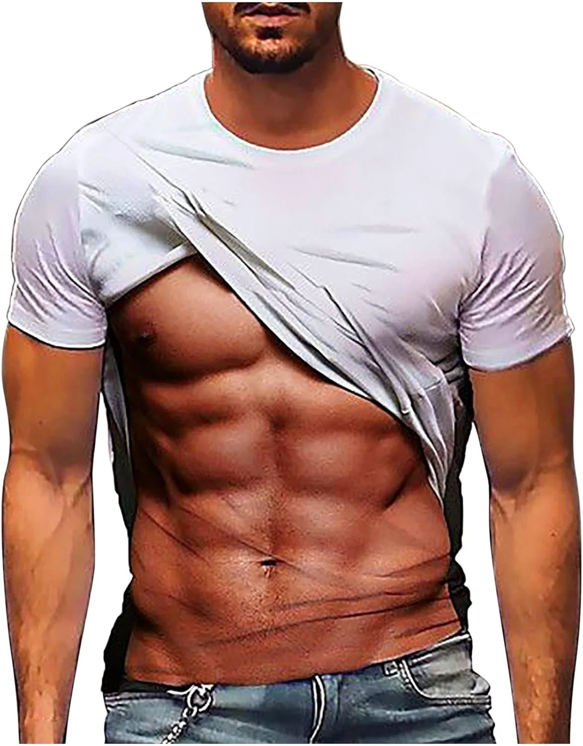 Футболка с принтом Muscle Print для бега и тренировок, Generic, белый