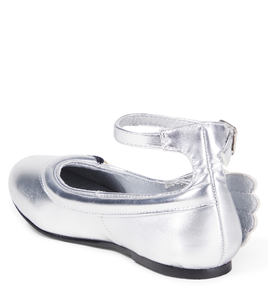 Балетки из металлизированной искусственной кожи Stella McCartney Kids, серебряный — фото 2