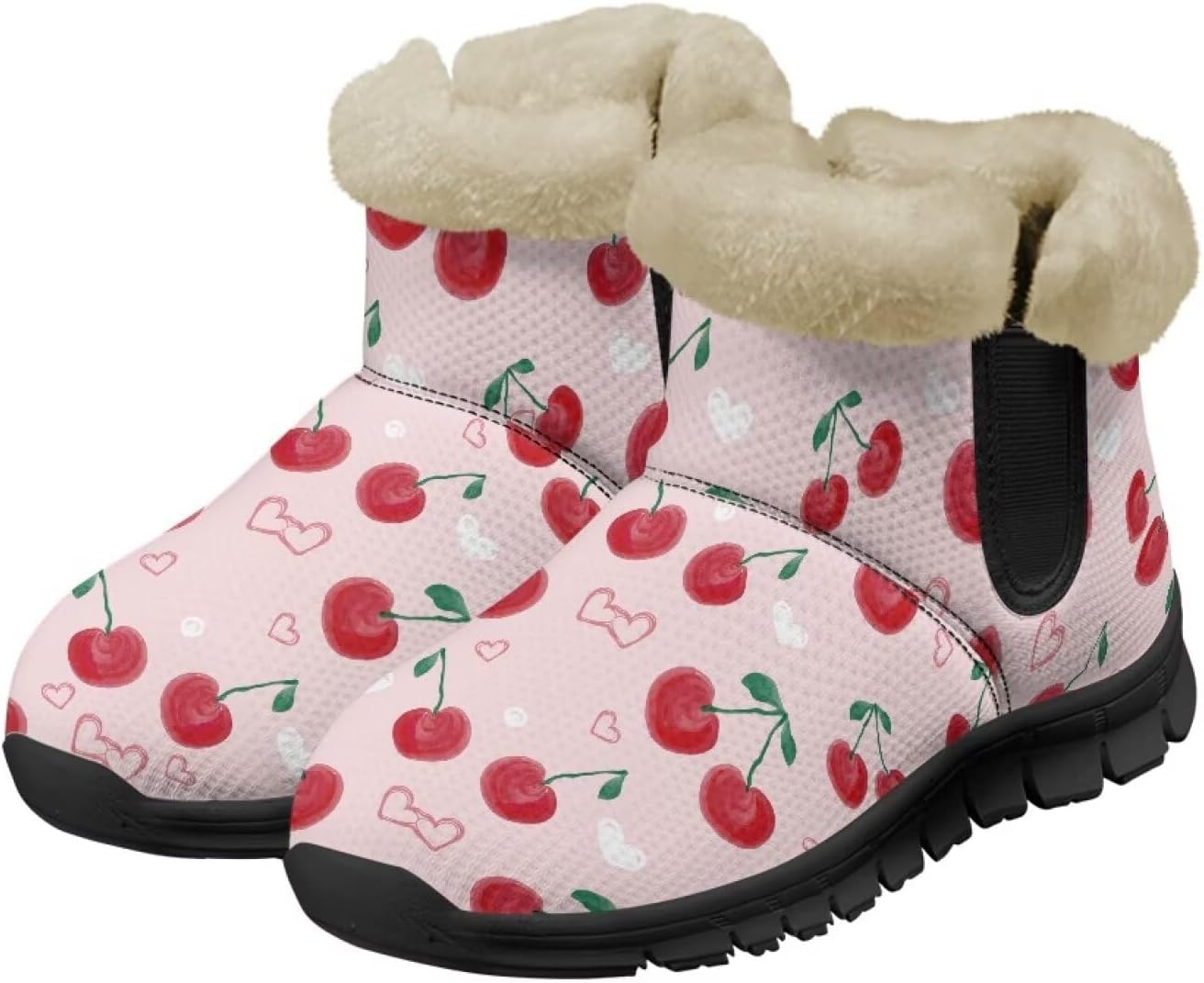 

Женские и мужские зимние ботинки с теплой плюшевой подкладкой, утепленные ботильоны с противоскользящей подошвой для улицы, удобная зимняя обувь для повседневных поездок Noprintge, Cherry