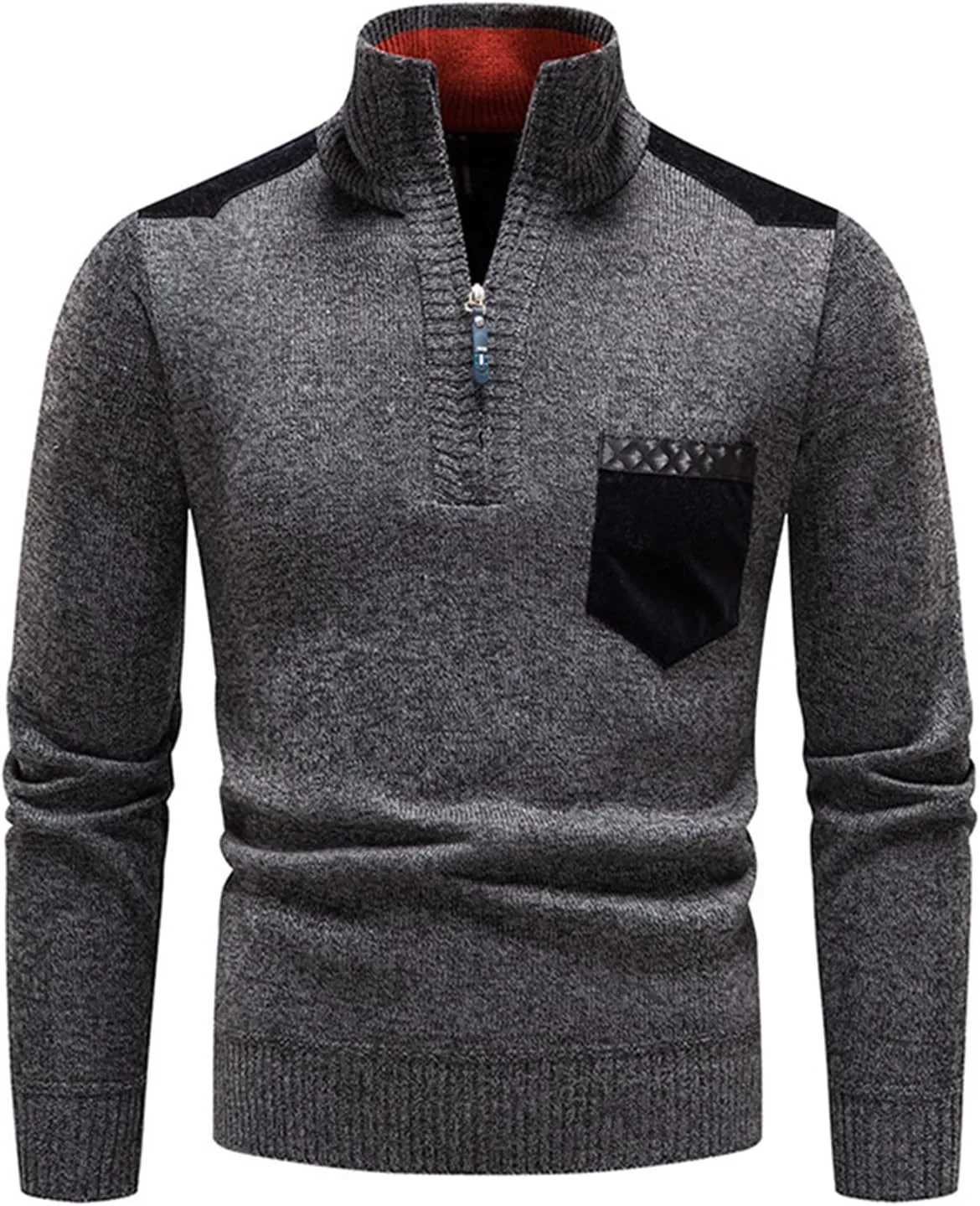 

Свитер Lu's Chic мужской с молнией, кабельной вязкой и мягким воротником