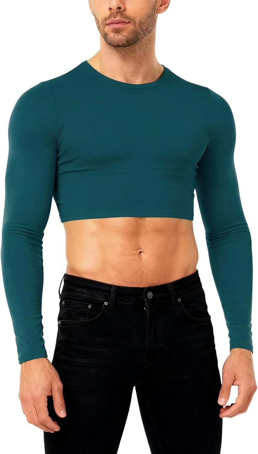 

Jugaoge мужская длинная футболка с коротким низом для бодибилдинга и танцев