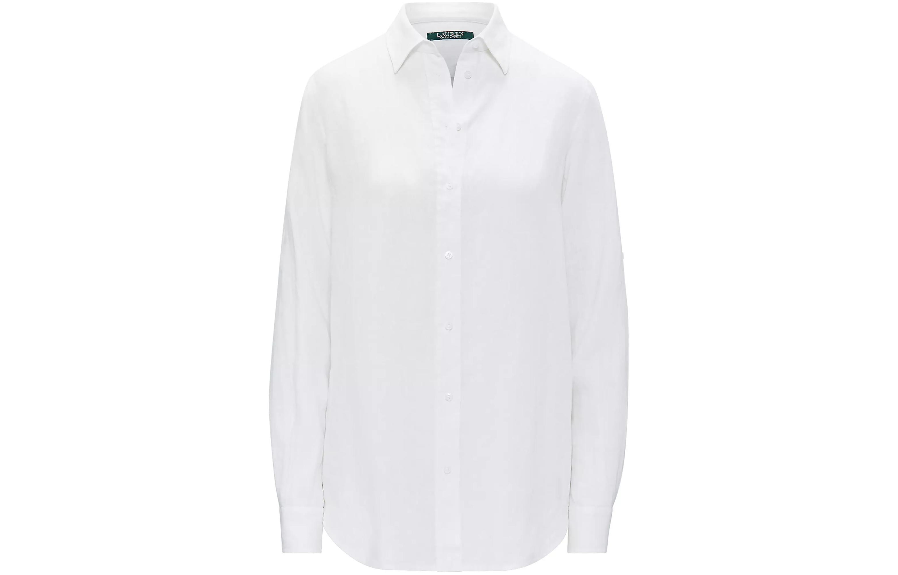 Рубашка Lauren Ralph Lauren Relaxed Fit с рукавами на манжете Polo Ralph Lauren, белый — фото 3
