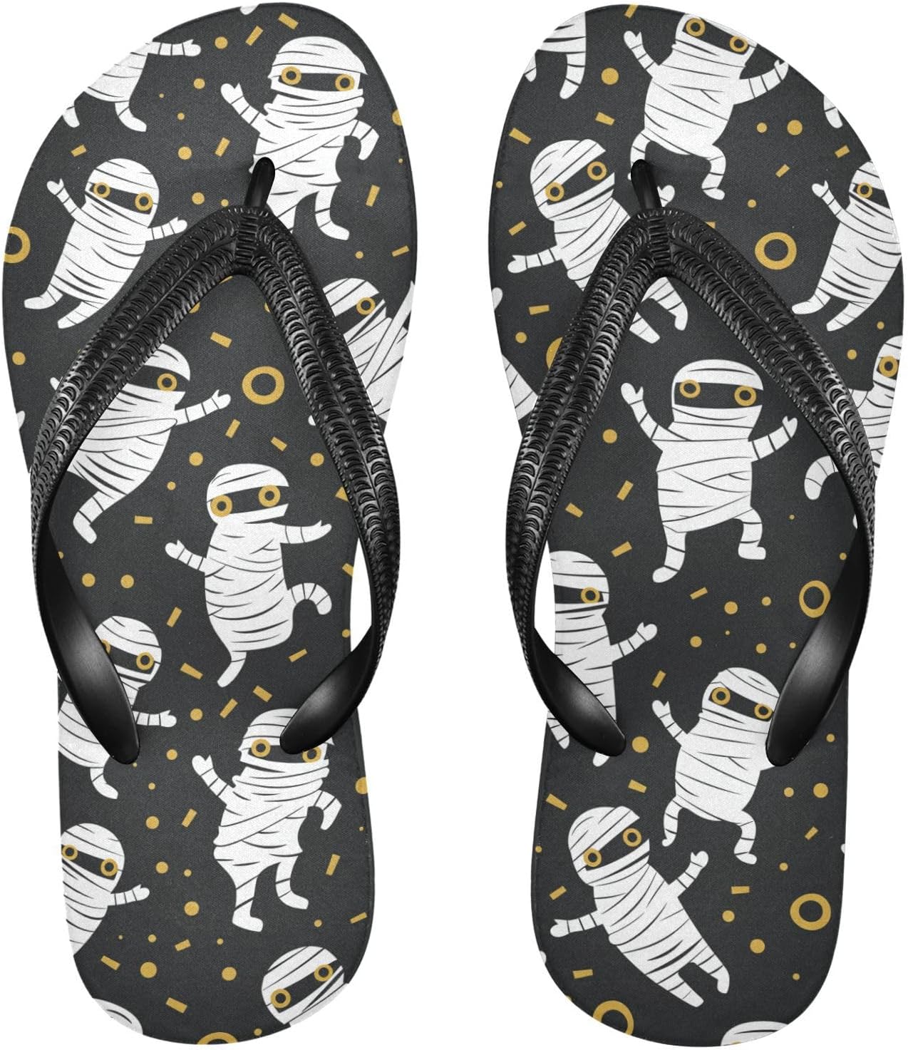 

Женские и мужские шлепанцы SPRIPORT Halloween Mummy Slim с тонкой подошвой, удобные повседневные сандалии на танкетке с амортизирующей стелькой и нескользящей резиновой подошвой, для прогулок на улице, пляжа и лета, Multicoloured