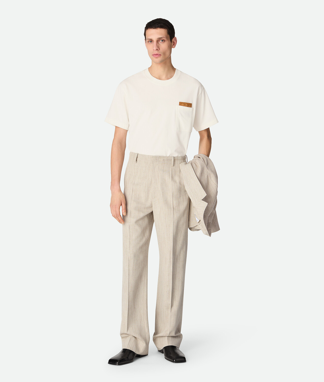 

Viscose and silk pants BOTTEGA VENETA, серая замазка