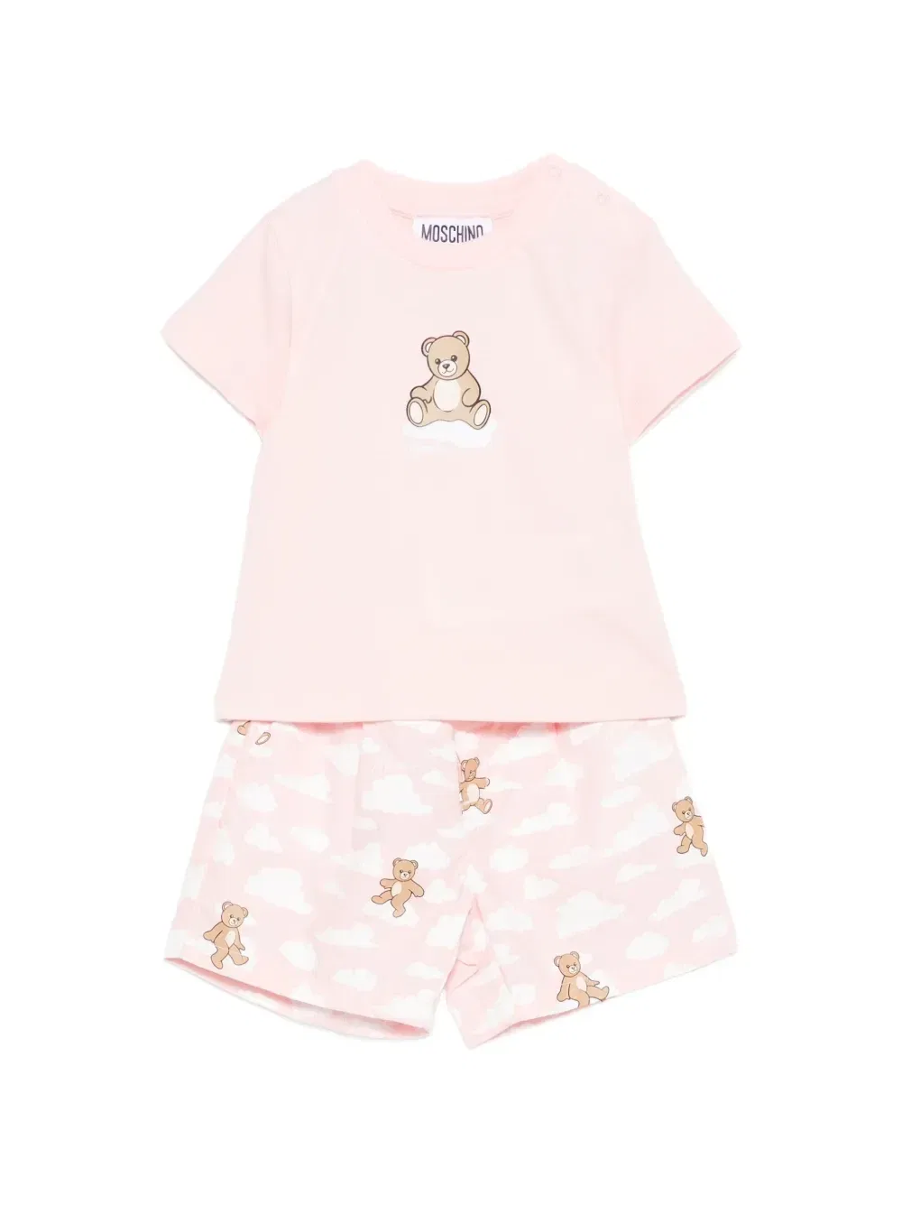 Комплект из шорт и футболки с принтом Moschino Kids, розовый