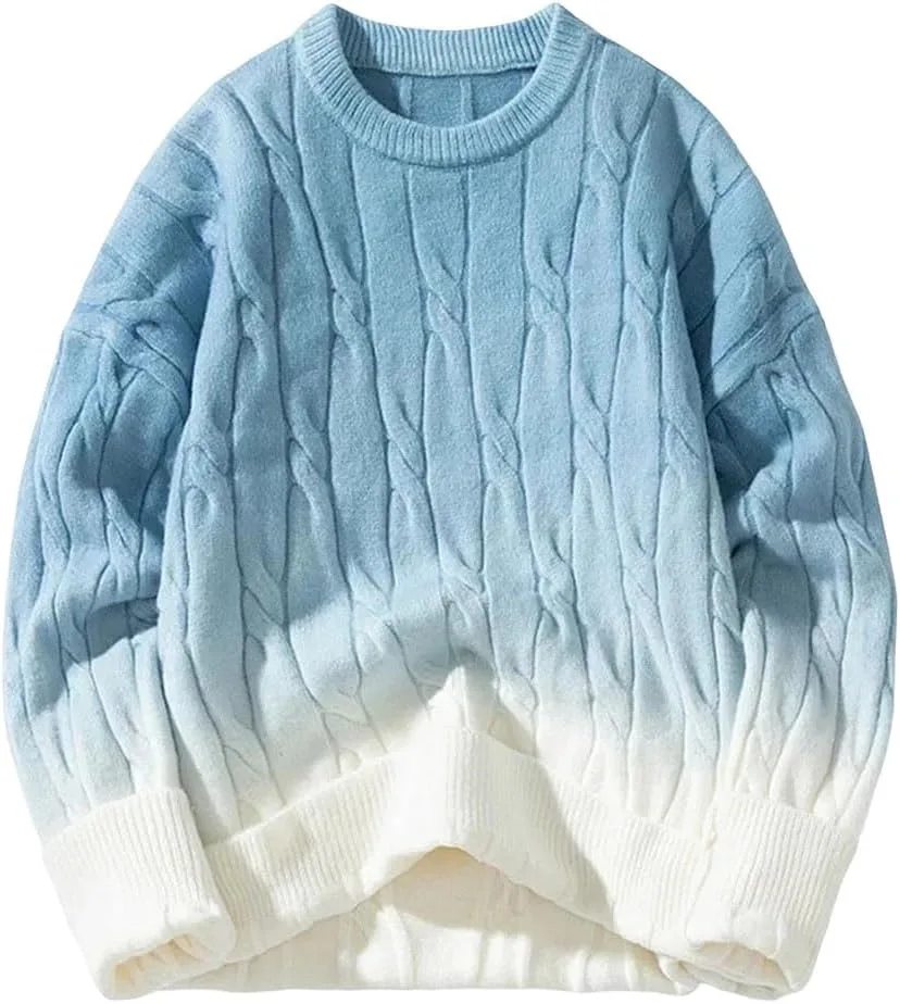 

Мужской теплый свитер с воротником-гольф свободного кроя градиентного цвета