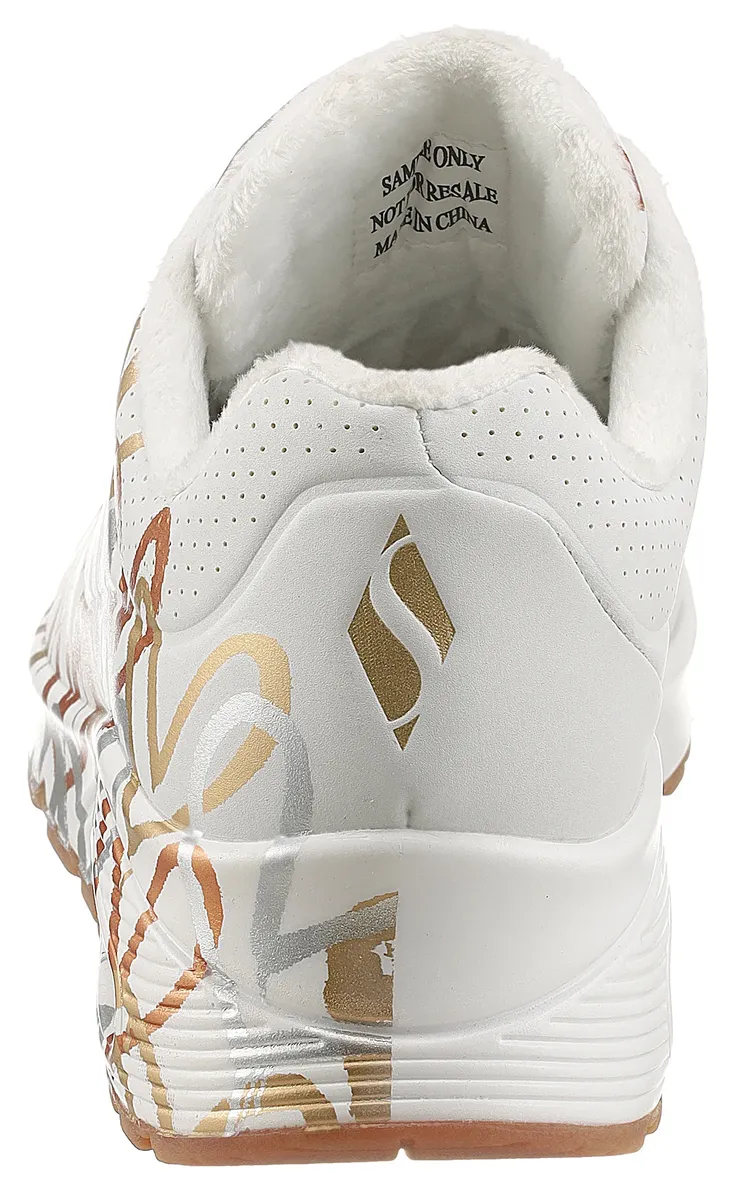 Кроссовки Skechers "UNO - METALLIC LOVE", с модным металлизированным принтом, повседневная обувь, полуботинки, туфли на шнуровке, цвет Weiß-Goldfarben — фото 2