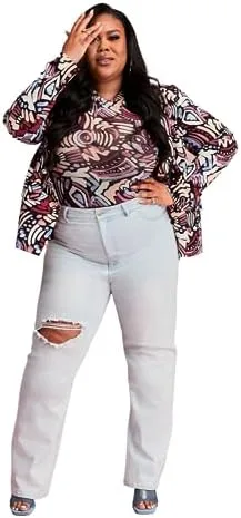 

Джинсы Nina Parker Plus Size с высокой талией и широкими штанинами