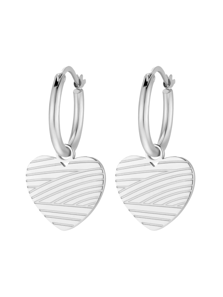 

Steel_Art Женские серьги-кольца с подвеской в виде сердца, серебристого цвета, полированное серебро