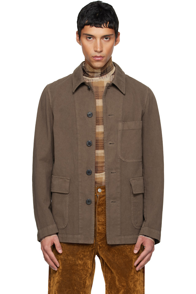 

Dries Van Noten Куртка из коричневой саржи