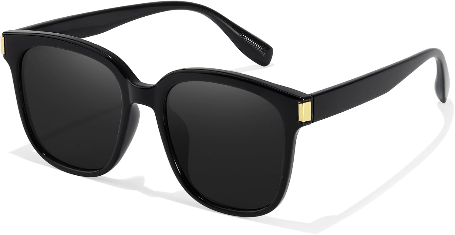 

Стильные квадратные солнцезащитные очки Chicid, поляризованные солнцезащитные очки для женщин и мужчин в классическом ретро-стиле с защитой от УФ-излучения UV400, A01 Black Frame/Grey Lens