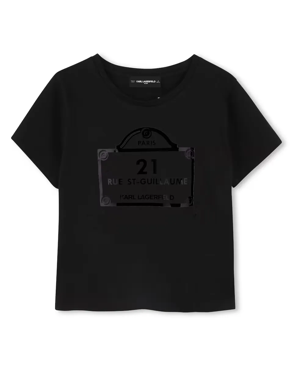 

Футболка для девочки из хлопка с короткими рукавами Karl Lagerfeld Kids, черный
