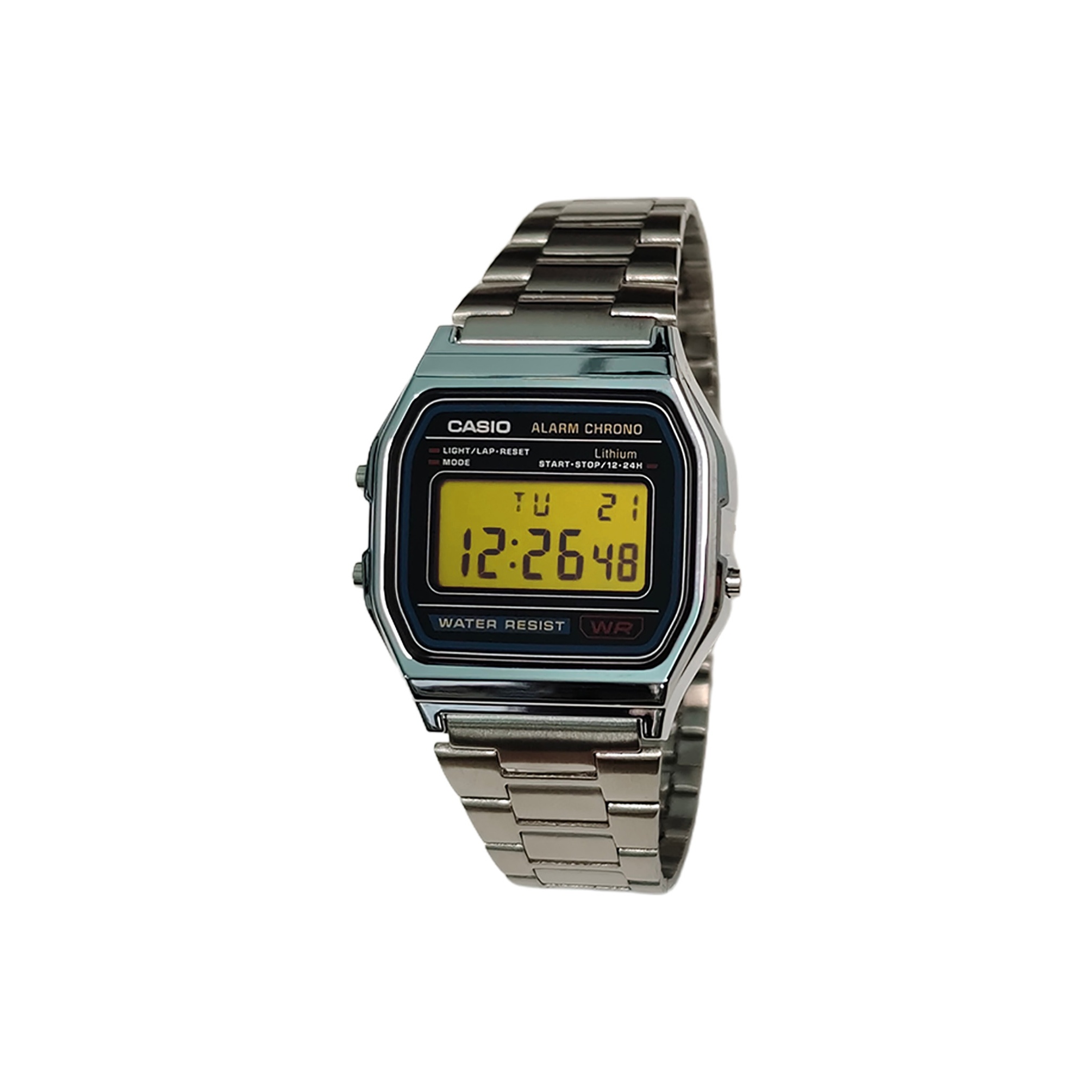 

CASIO Часы Retrofit Series Quartz Movement Stainless Steel Strap Watch Unisex Black Dial, Black Dial with Yellow Bezel