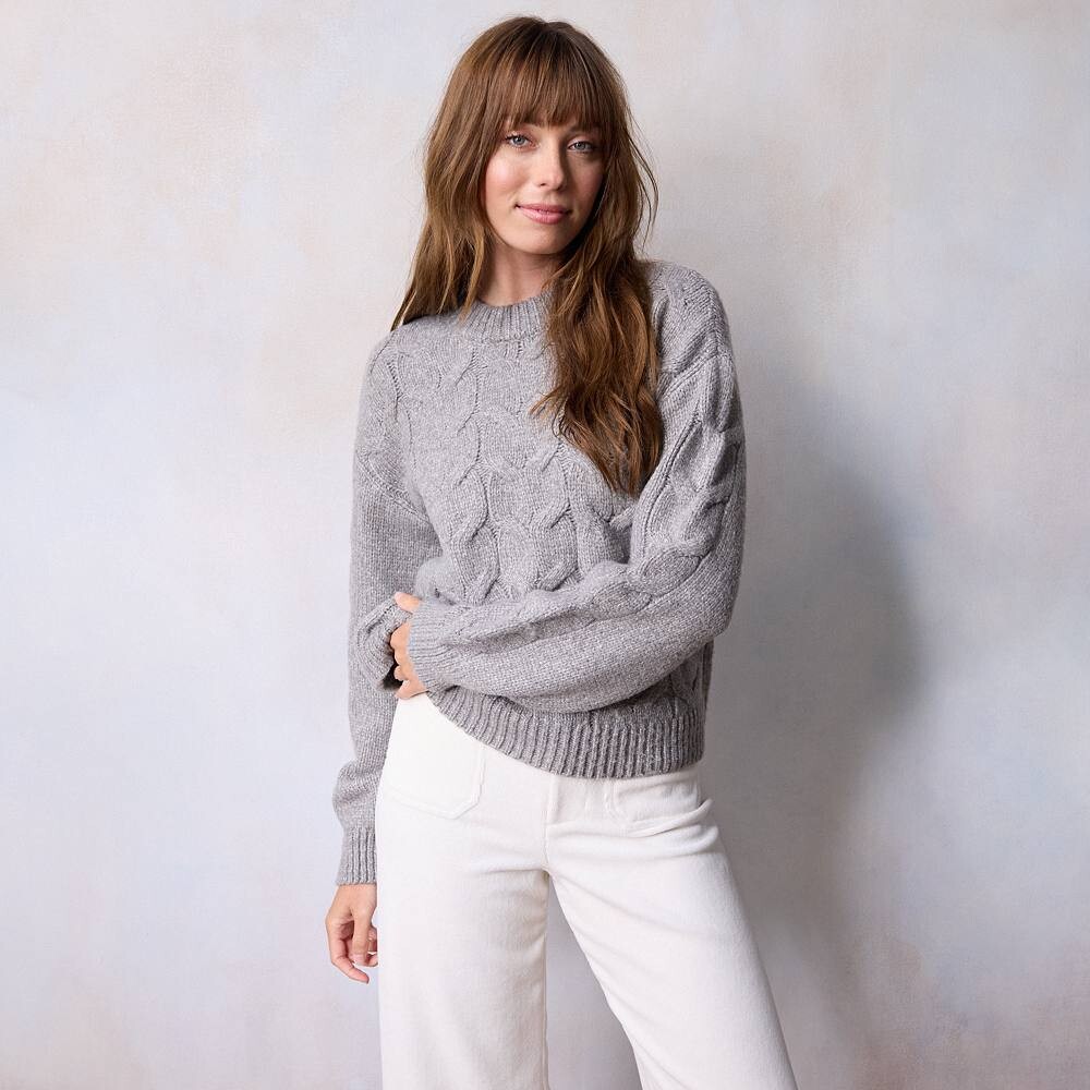 

Женский вязаный свитер с круглым вырезом LC Lauren Conrad, цвет Dark Heather Grey