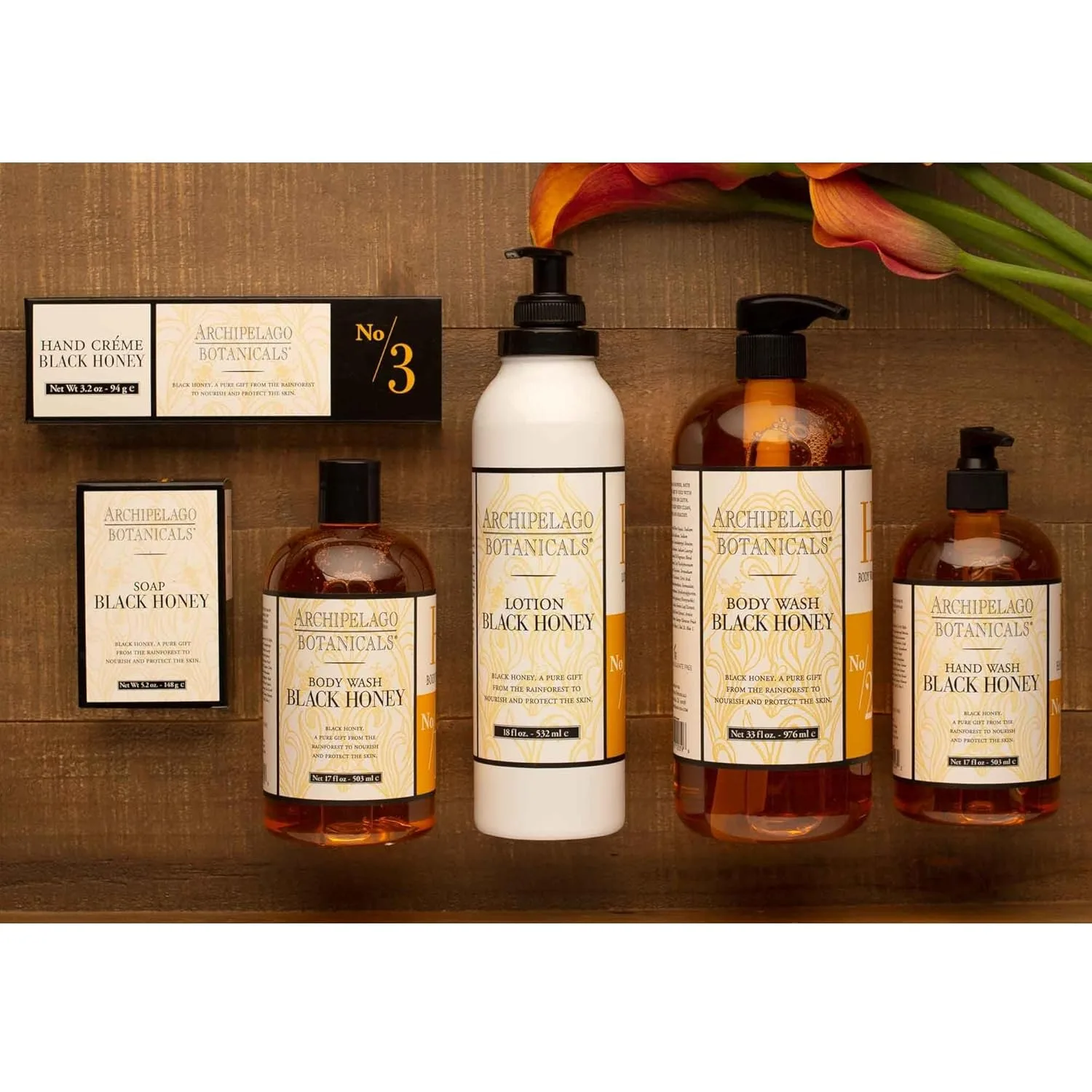 Гель для душа Archipelago Botanicals Black Honey, увлажняющий и питательный для ежедневного применения, без парабенов, фталатов и ГМО (955 мл) 976 мл, black — фото 4