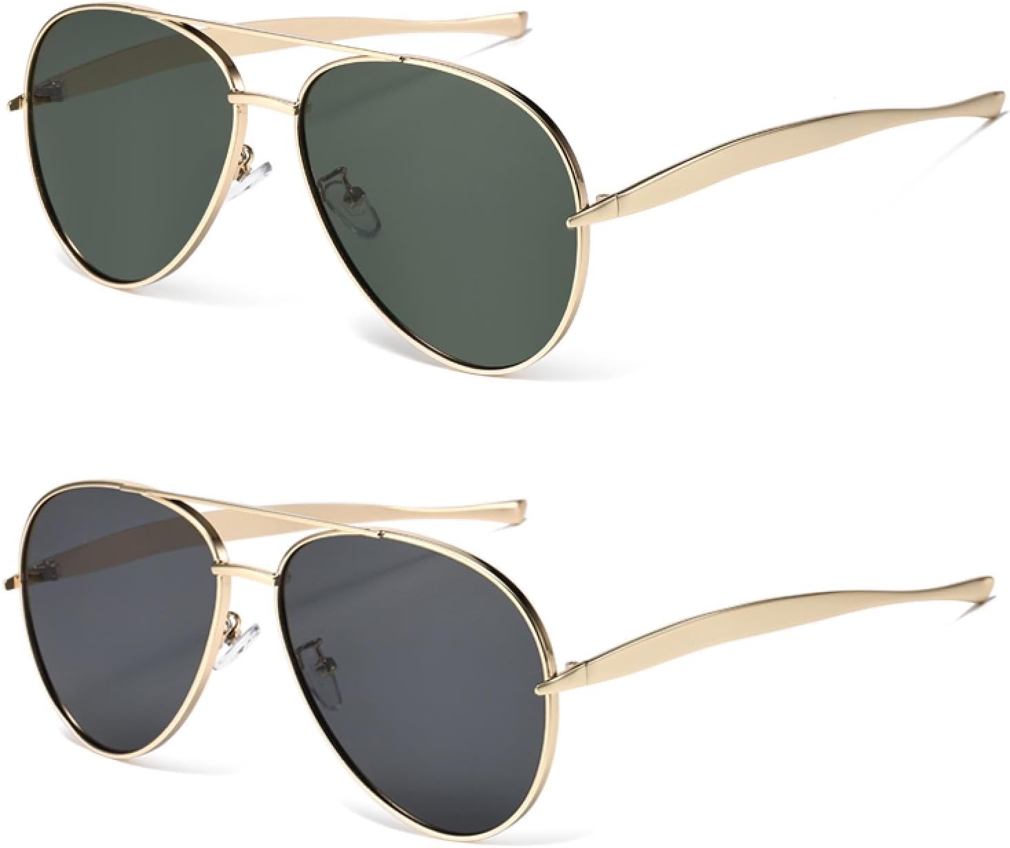 

1/2 шт. Ретро солнцезащитные очки с металлическими двойными перемычками, женские, модные панк-очки, мужские, темно-зеленые, с защитой от УФ-излучения UV400 SZVVBKK, 2pcs Z01