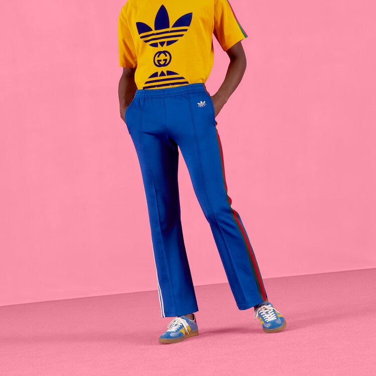 Спортивные брюки Gucci x adidas Cotton Jersey Sweatpants 'Cobalt Blue', синий — фото 3